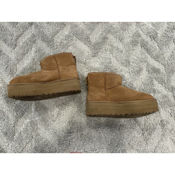 Ugg Classic Platform Mini Booties in Cognac Chestnut Sz 10 USED - Picture 5 of 10
